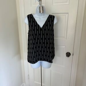 Size Large Fun 2 Fun - No Rest For Bridgett Black and White Sleeveless Top
